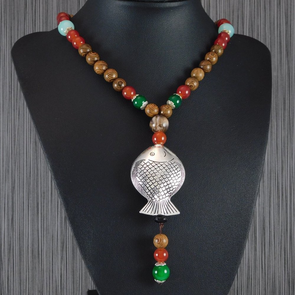 Long Mala Bead Necklace Boho Spiritual Jewelry